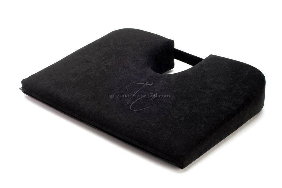 Original Tush Cush Ergonomic Seat Cushion Black FIRM Velour Fabric 14x18 inches
