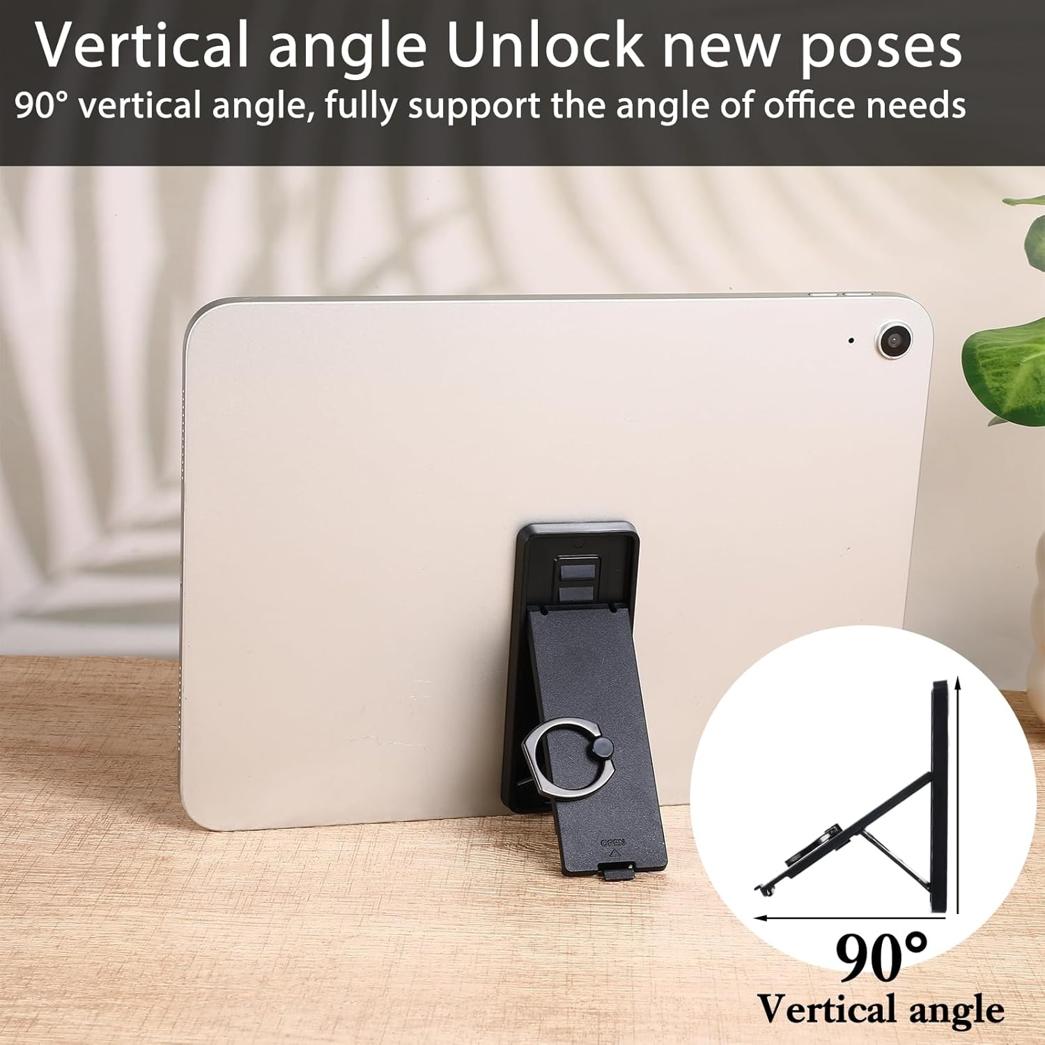 Universal Tablet Stand Adjustable Ring Holder Black Tablet Kickstand Adhesive