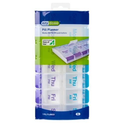 Ezy Dose Push Button (7-Day) Pill Case, Medicine Planner, Vitamin Orga