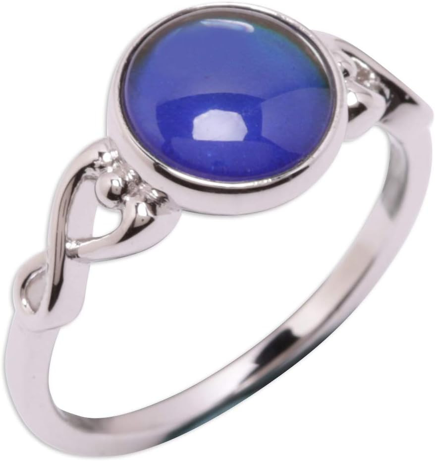 .925 Sterling Silver Mood Ring Changes Colors with Emotions for Girls, Kids, Tee