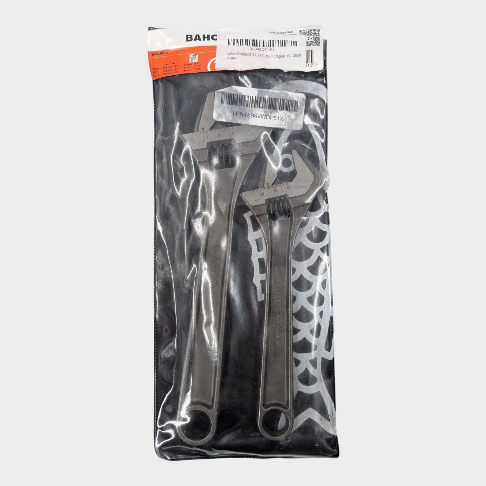 Bahco Bhadjust 3 ADJ3 Set of 3 Adjustable Wrenches (8070/8071/8072) 16 degree he