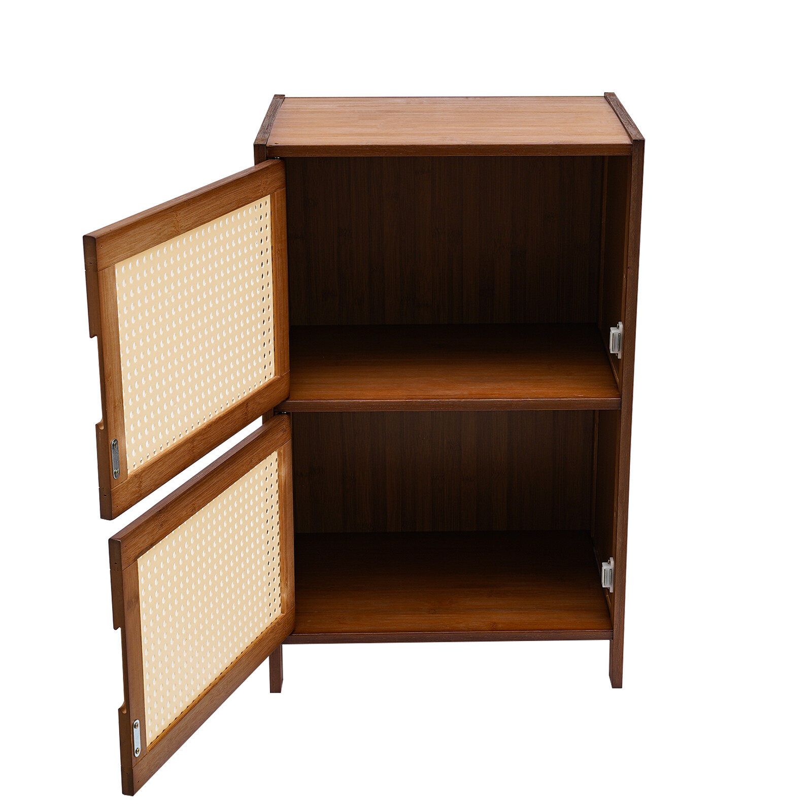 Nightstand With Decor Drawers Rattan Pattern End Table - Bamboo Sofa Side Table