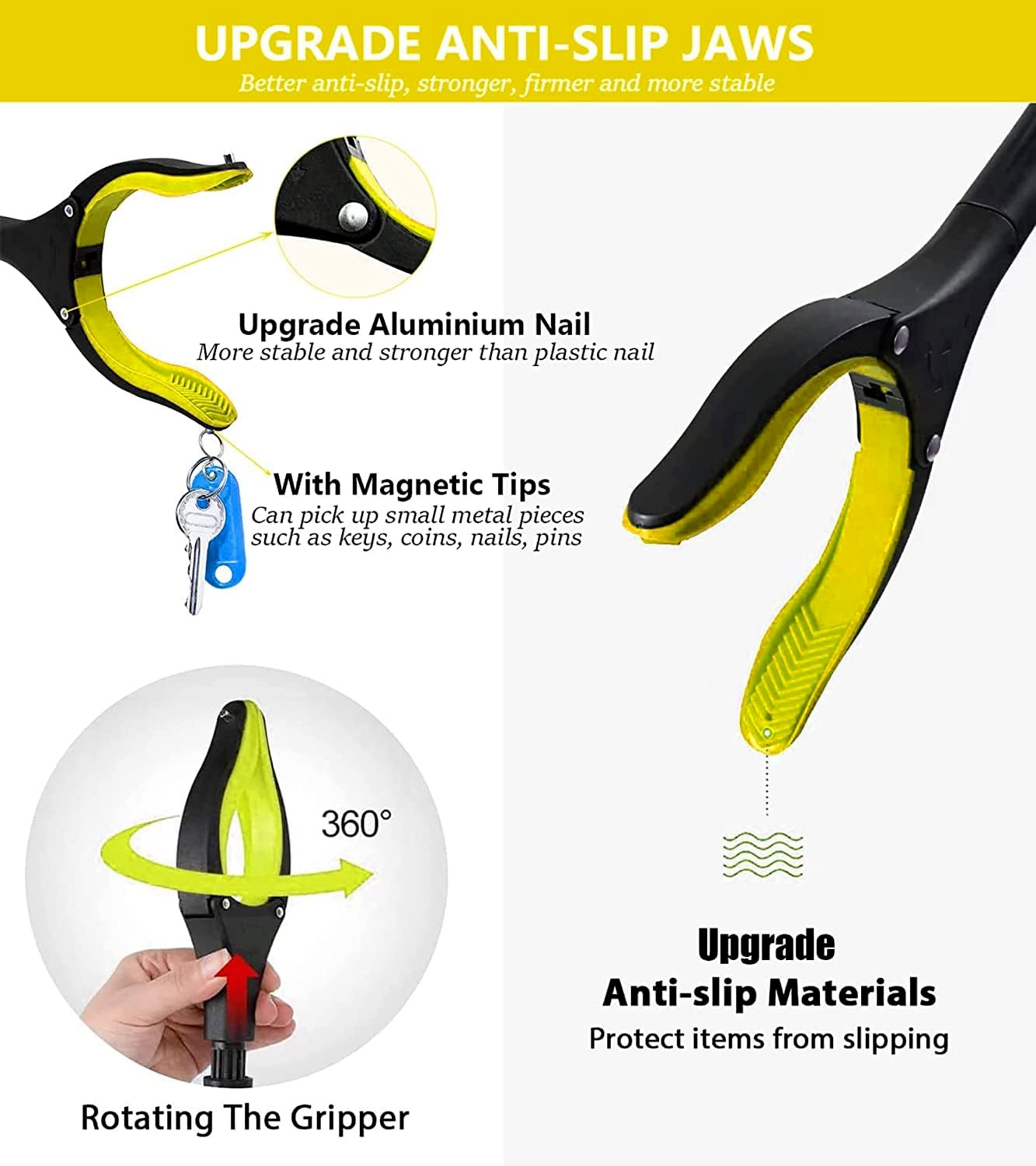 43" Foldable Extra Long Grabbers for Elderly Grab It Reaching Tool Heavy Duty