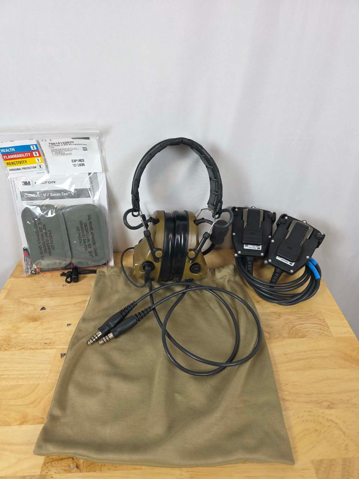 3M PELTOR ComTac V Tactical Headset Dual Lead 2 PTT Military 88079-00000
