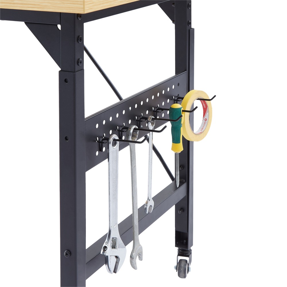 FOREOCELIV Adjustable Rolling Workbench w/ Power Outlet Pegboard Wheels 48" 71"