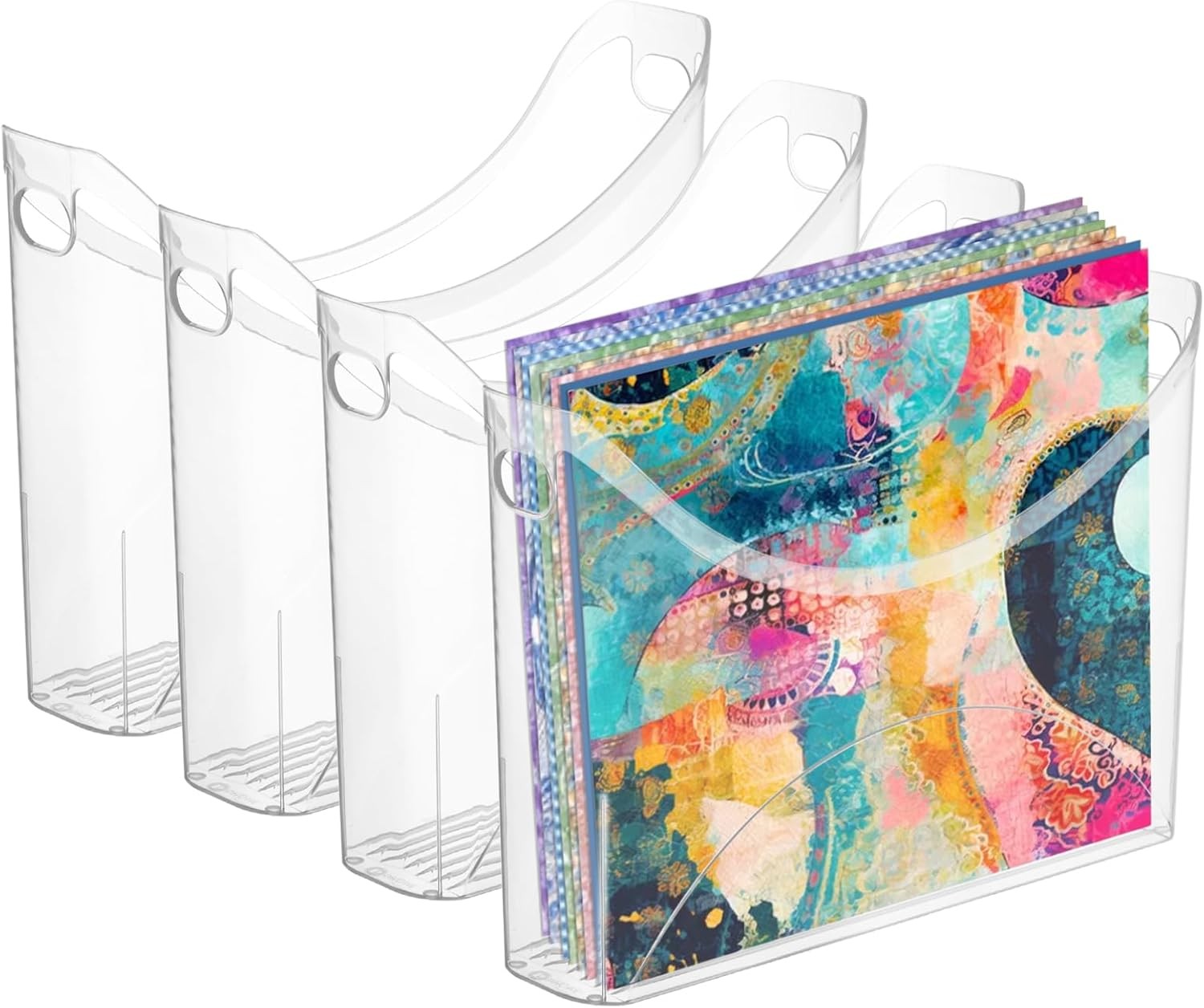Rainmae 4 Pack Scrapbook Paper Storage Organizer with Handle Plastic Scrapbook S