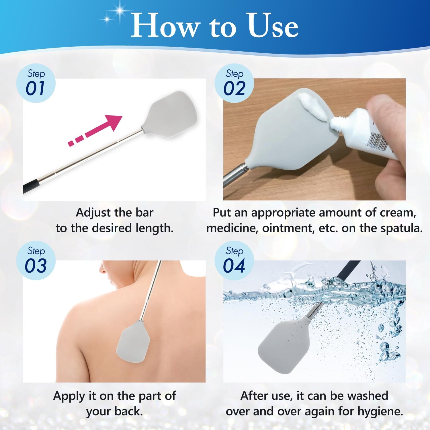 FieldSora Cream Applicator for Back Telescopic Easy to Covers Large Areas