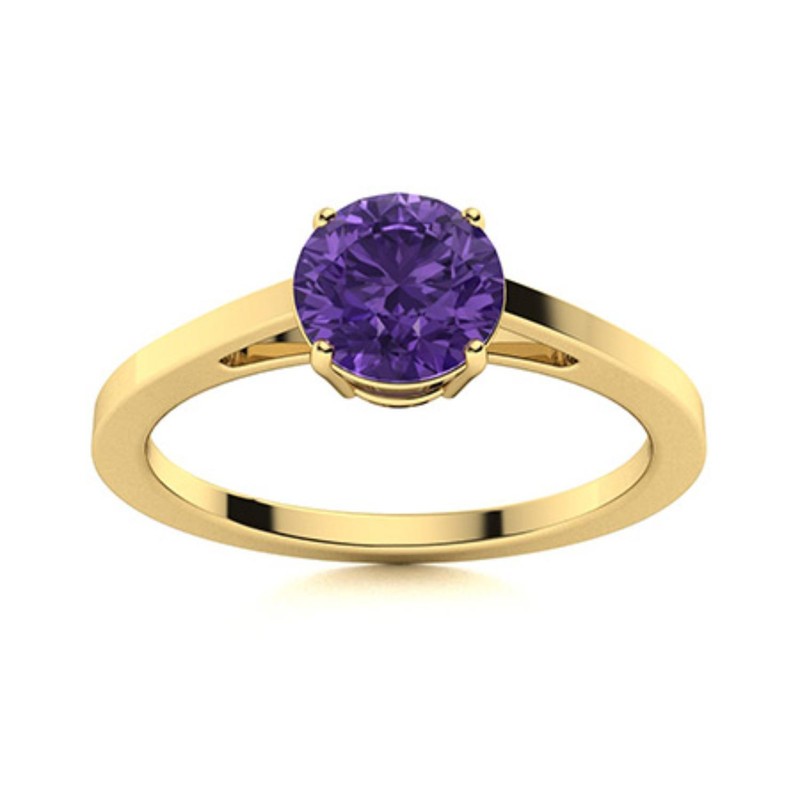 Sterling Silver Amethyst Stone New Solitaire Engagement Mother Ring Jewelry