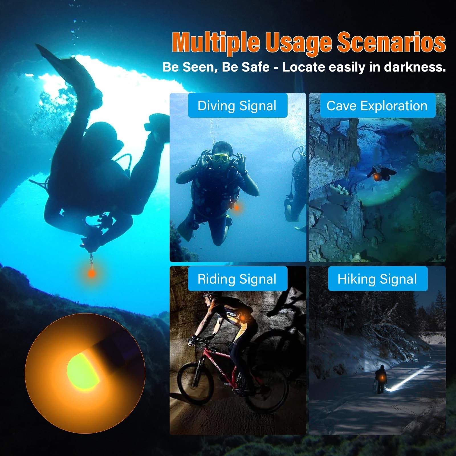 ORCATORCH SD01PRO Upgraded Bright Dive Signal Light, Submersible Beacon Mini ...