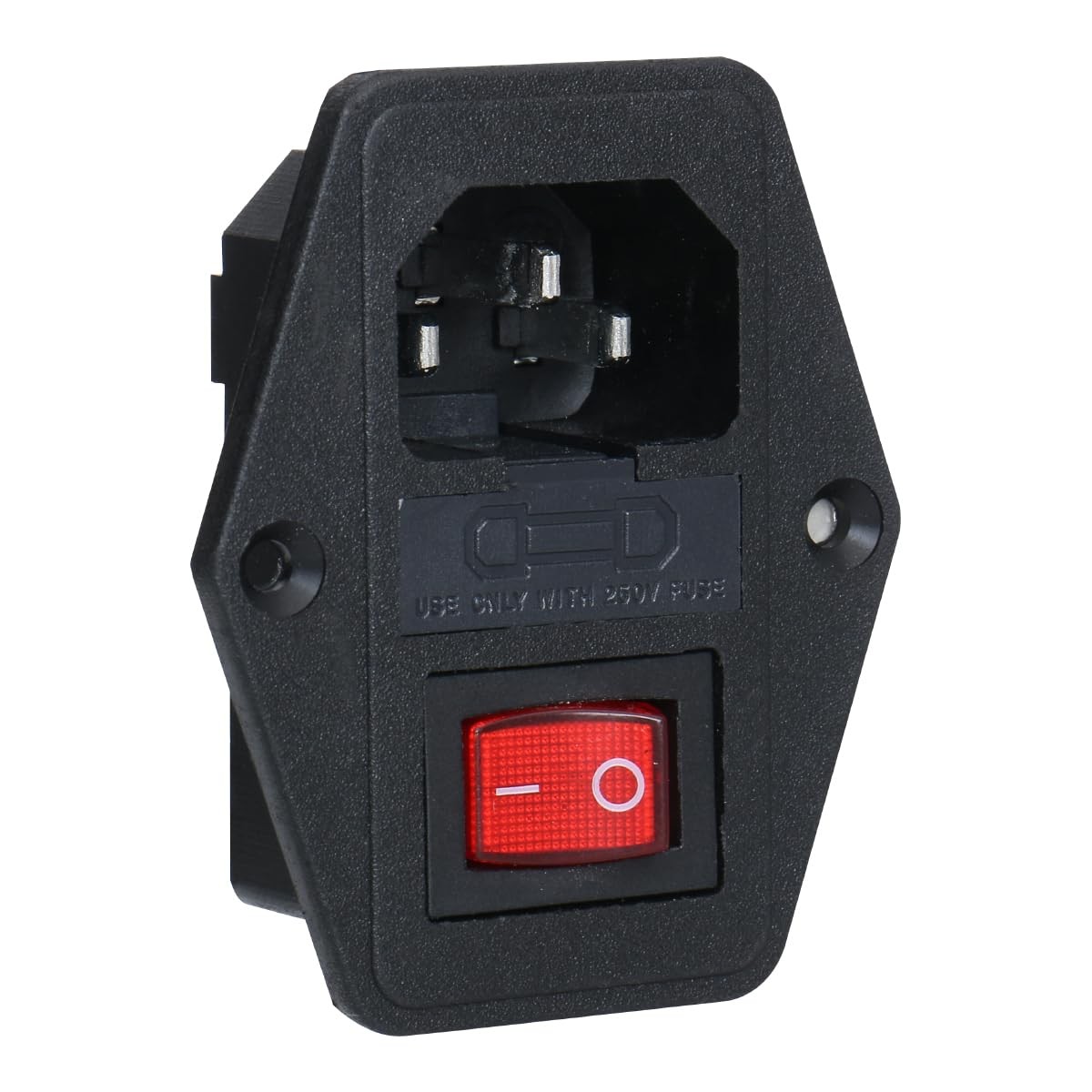Baomain 2-Pack IEC320 C14 Inlet Module Rhombus, Red DPST Switch(4-Pin)