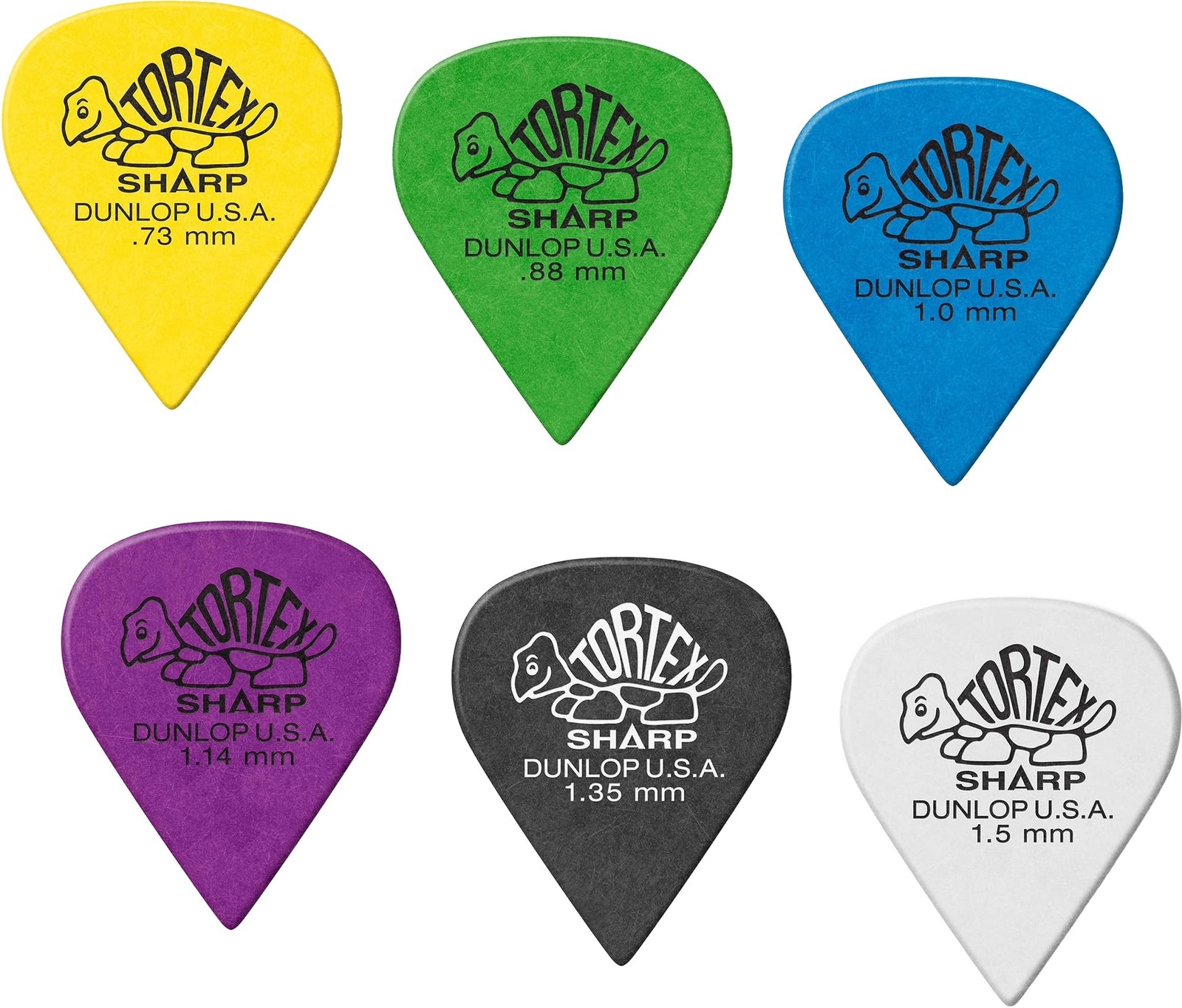 Dunlop Tortex Sharp Guitar Picks Sample Variety Mix Pack (2 of each gauge) 12...