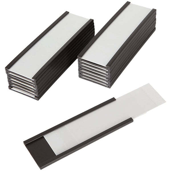10X Magnetic Racking Shelving Label (75mm x 25mm) Incl. Plastic Cover & Paper