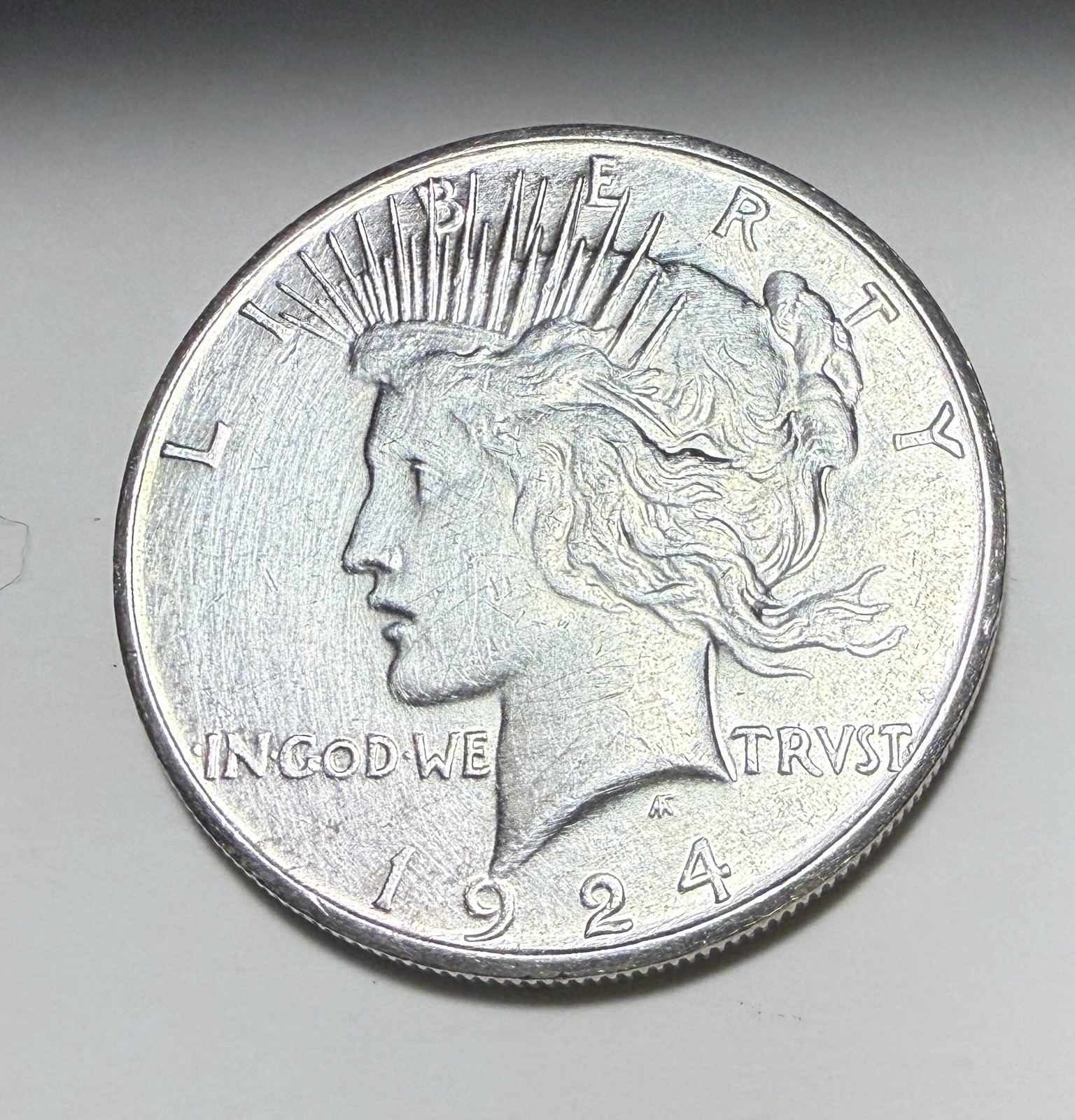Nice Luster 1924 S PEACE DOLLAR UNC MS DETAILS (cleaned) NICE STRIKE