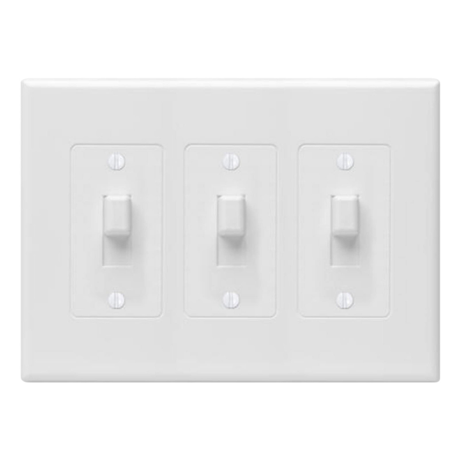TayMac 2673W 3-Gang MASQUE Decorator Cover, Toggle, White