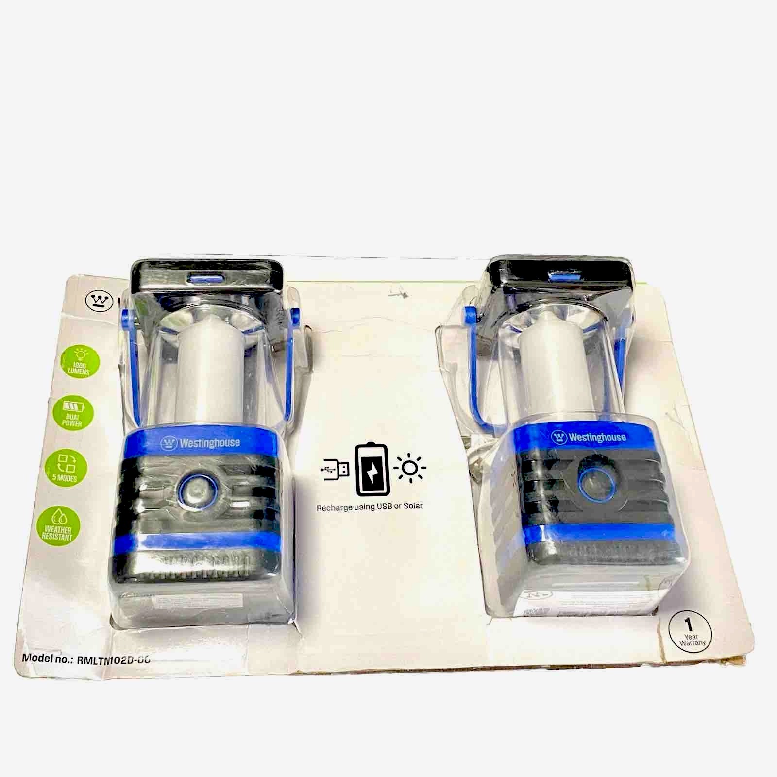 Westinghouse Lanterns 1000 Lumen Solar Rechargeable LED Portable 2 Pack Open Bx
