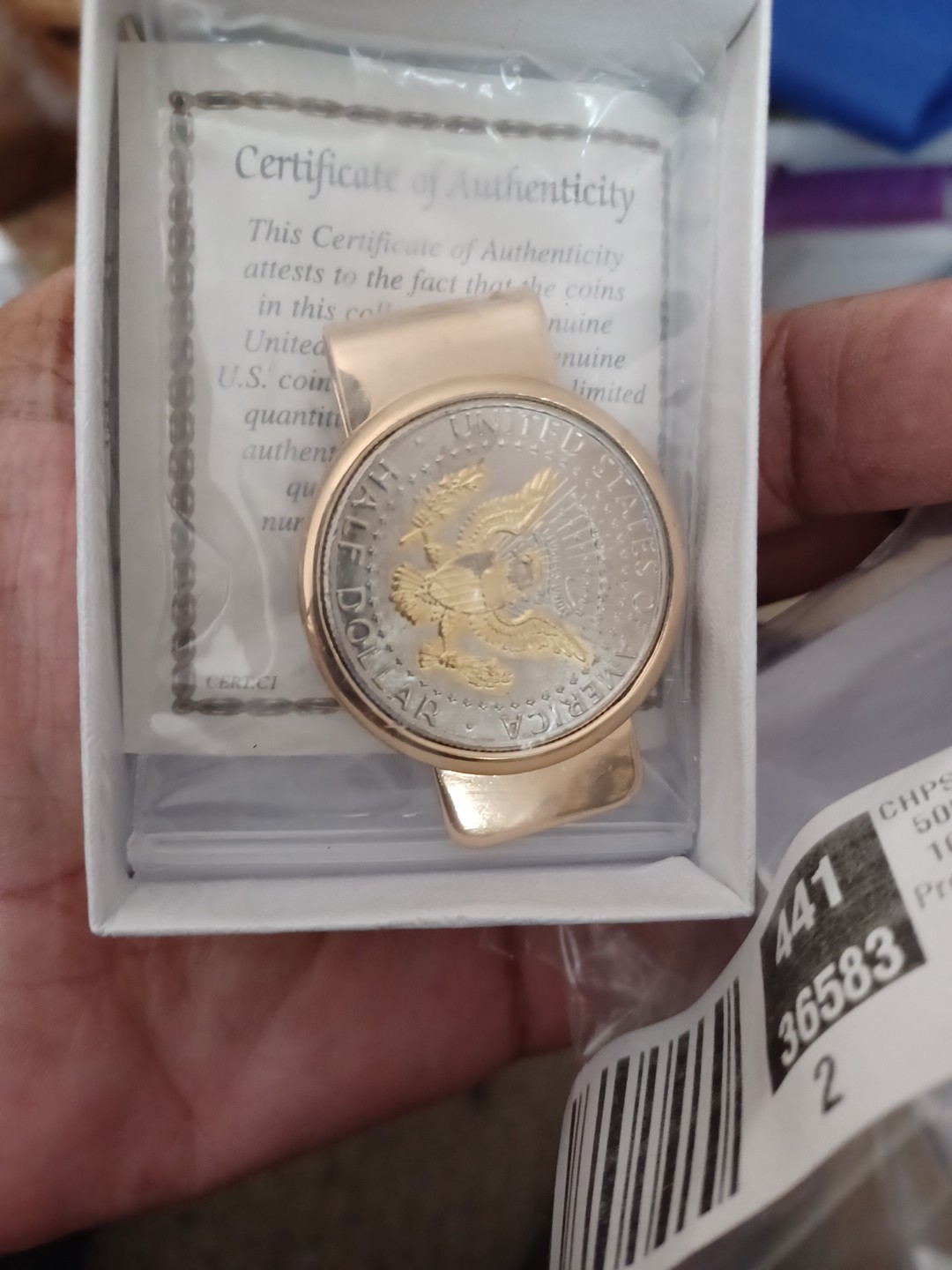 NEW Gold-Layered Presidential Seal JFK Half Dollar Coin Money Clip 1568