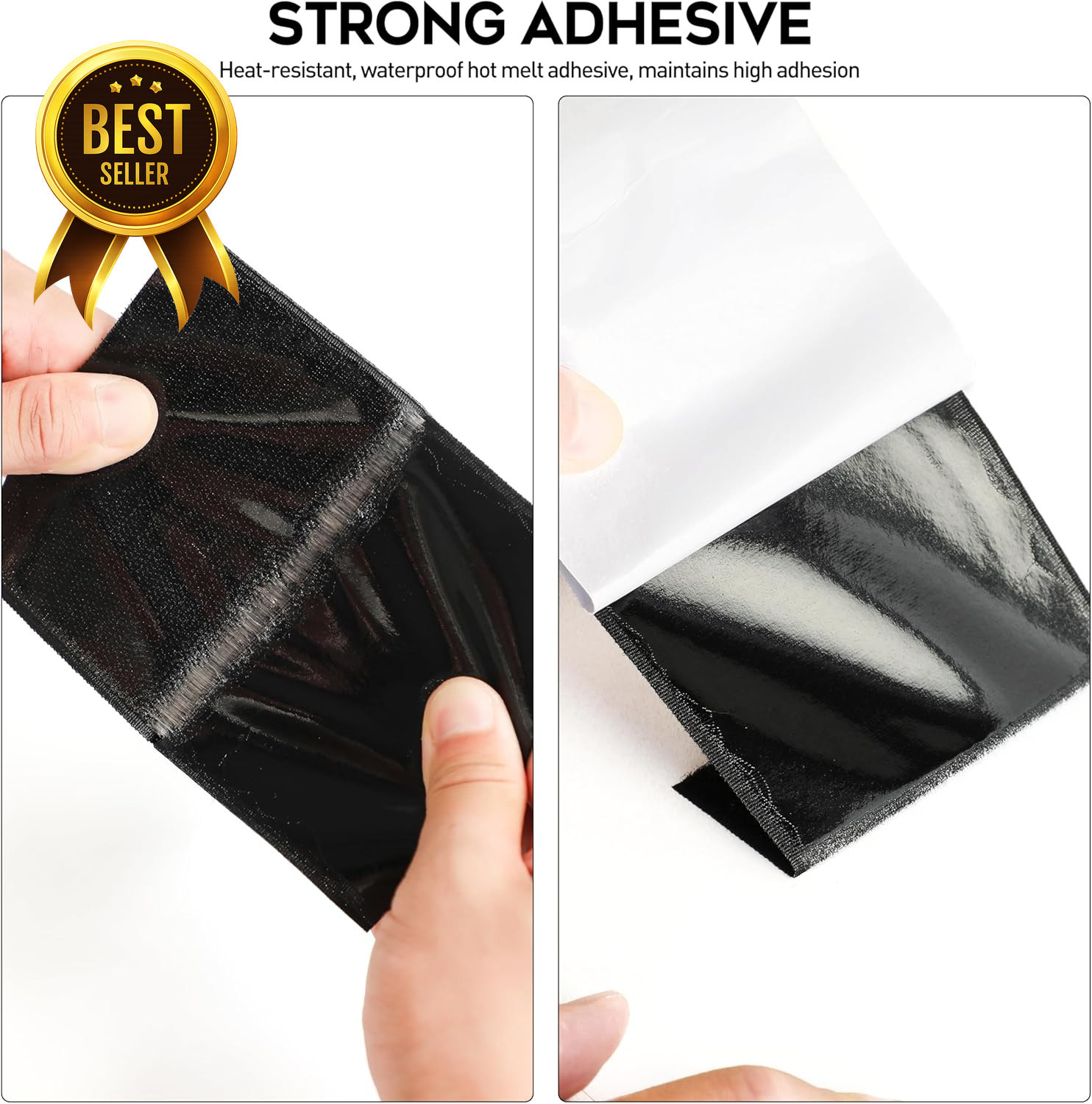 4.4" x 7ft Hook and Loop Tape Heavy Duty Adhesive Double Sided Black