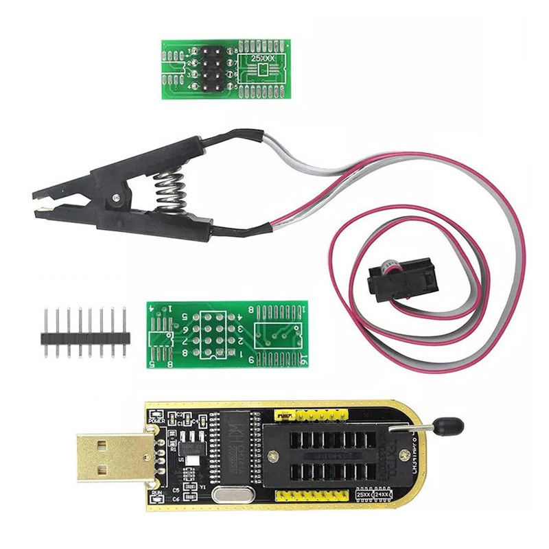 SOP8 Test Clip and CH341A USB Programmer Flash 24 25 EEPROM BIOS Writer SPI USB