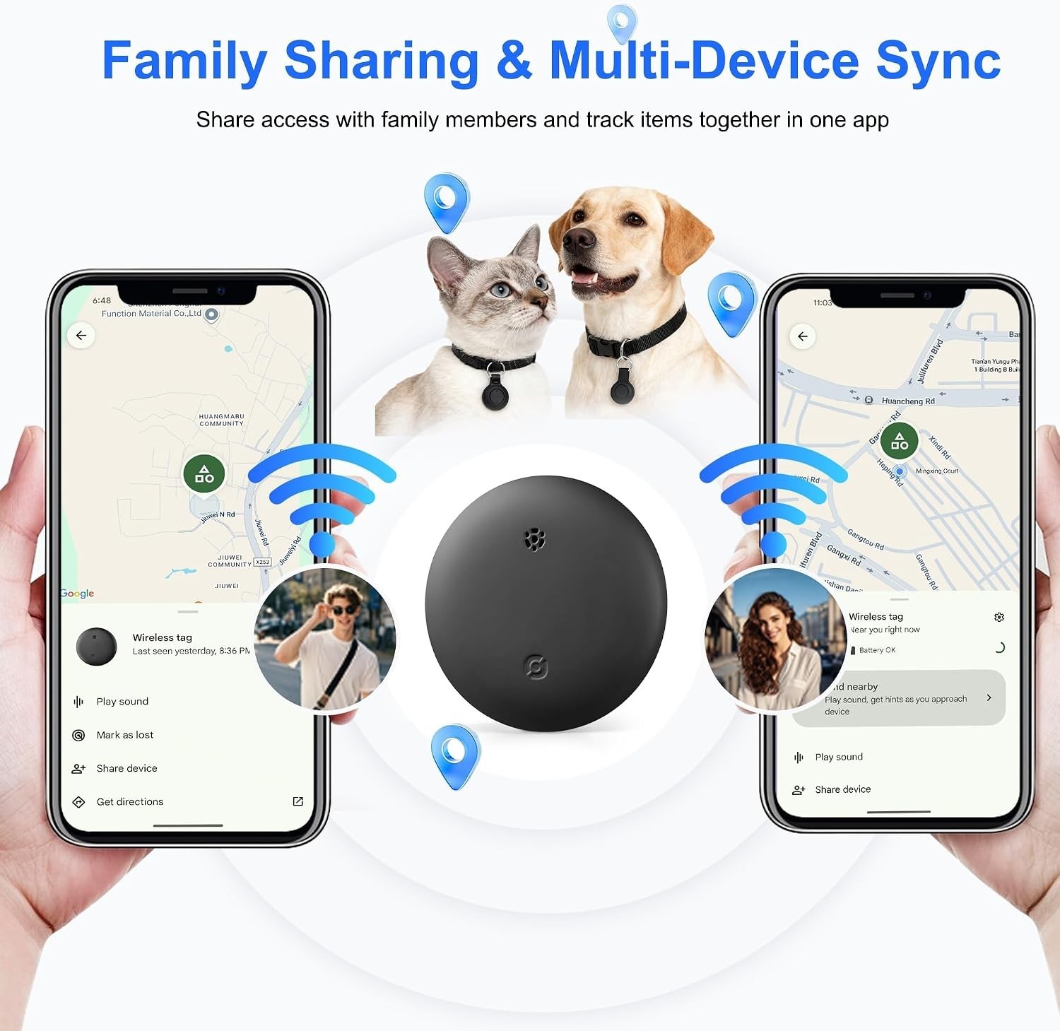 Android Tracker Tags, 1 Pack Google Certified Smart Tracker with Silicone Cas...