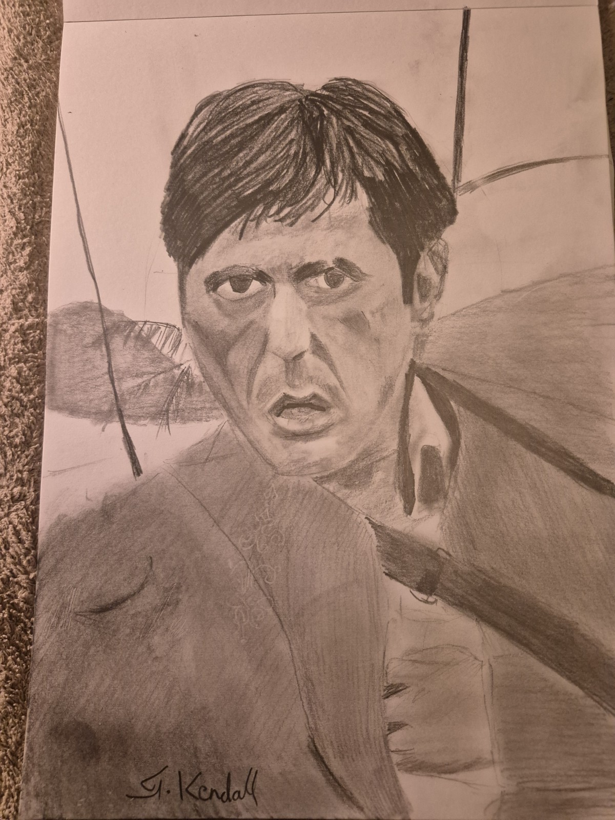 A4 Pencil Drswing Of Scarface Al Pacino