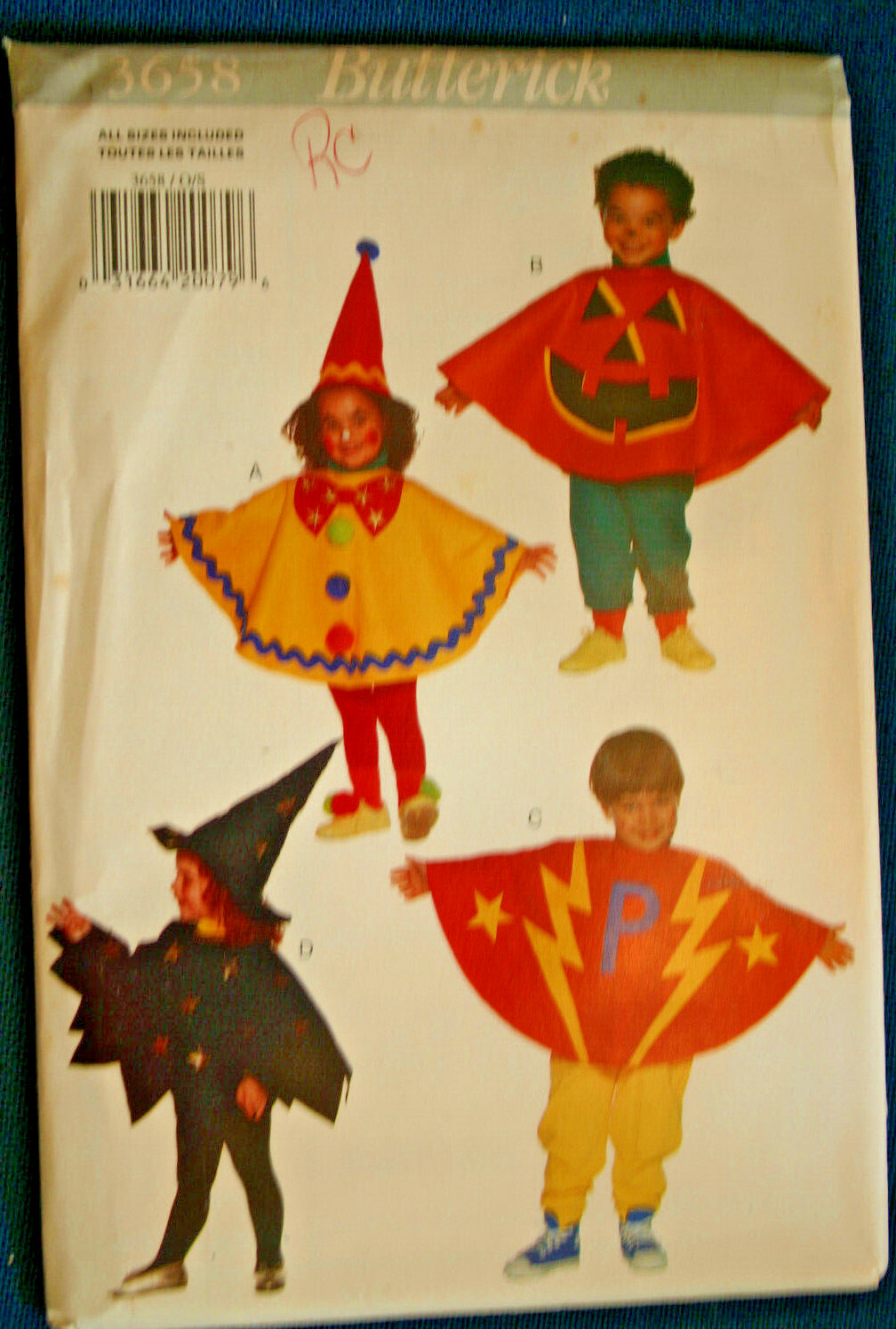 Butterick #3658 Toddler's Costume - All Sizes Included - SHIPS FREE