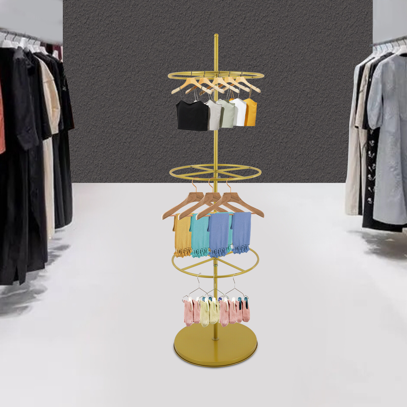 Store Rotatable Retail Round Dispaly Rack for Bra, Shorts, Socks, Underwear NEW