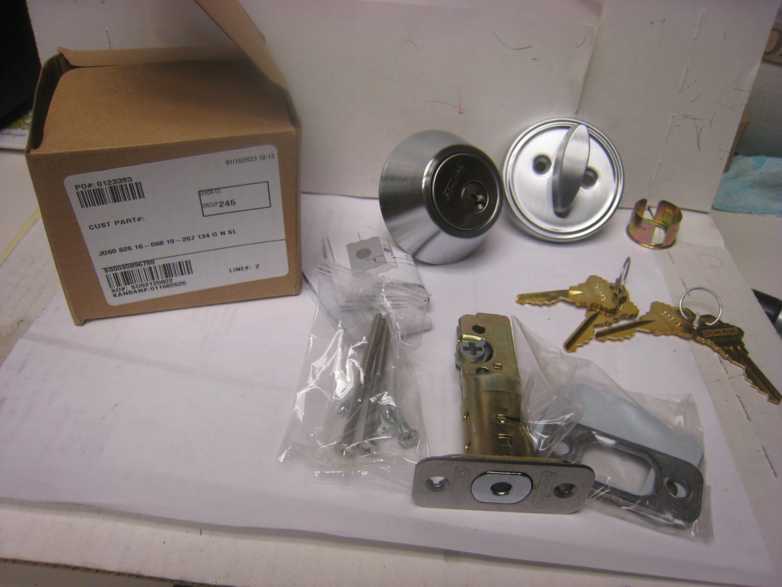 Schlage JD60 626 16-068 10-267 134 G N SL Satin  Chrome Single Cyl Deadbolt 4KEY