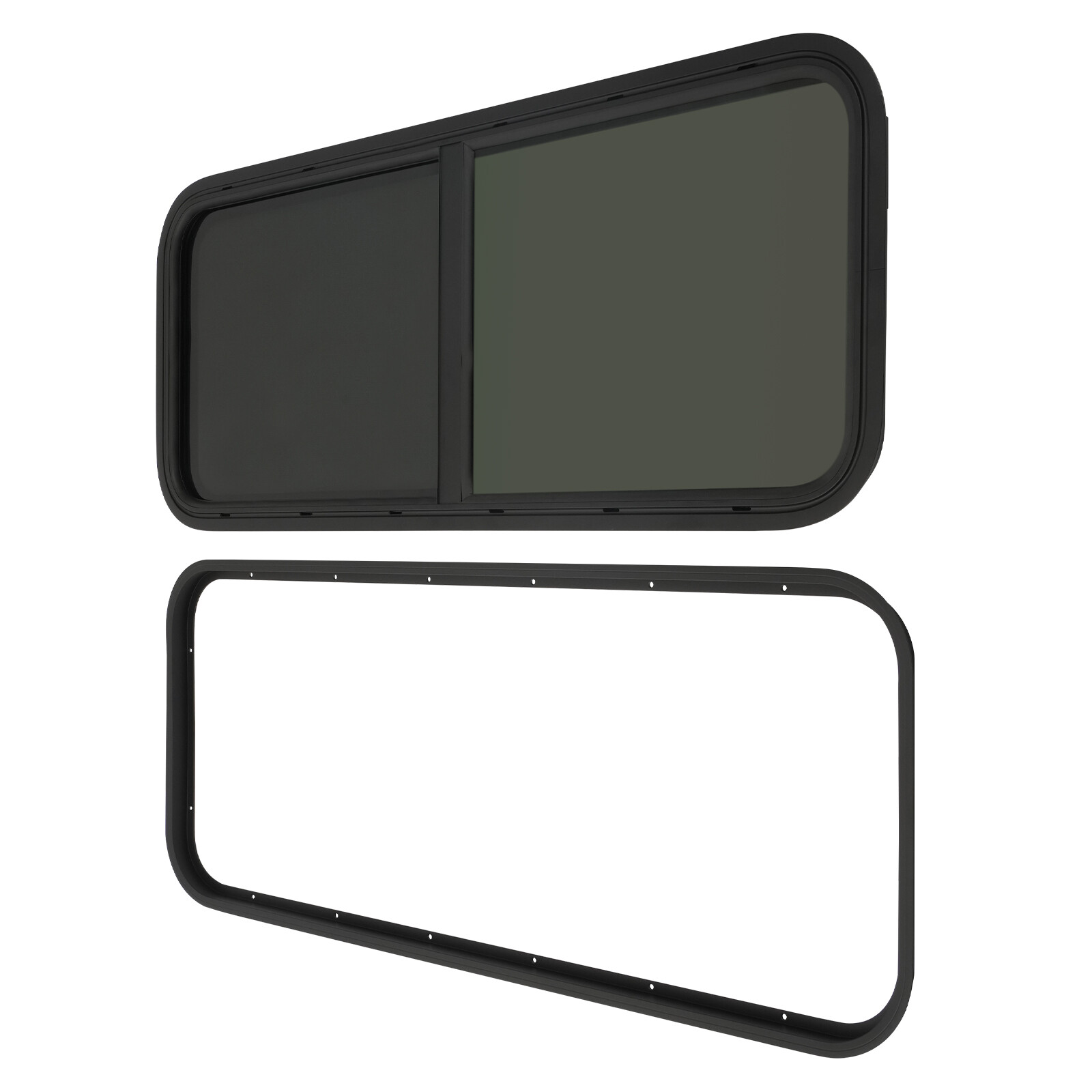 Horizontal Slide Black RV Window Replacement Includes Mounting Ring and Screen