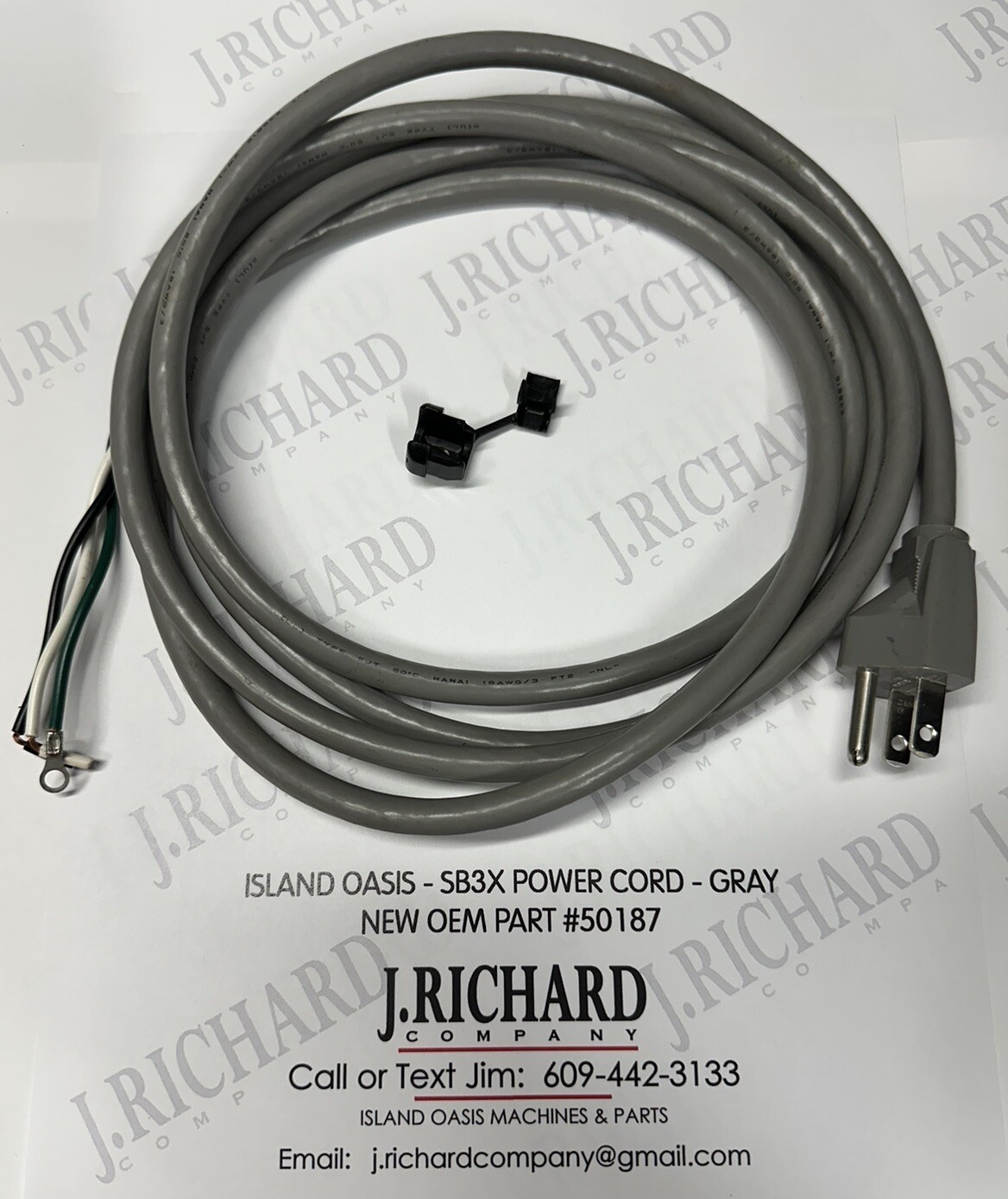 ISLAND OASIS - SB3X MACHINE - POWER CORD, GRAY W/GROMMET - OEM PART #50187