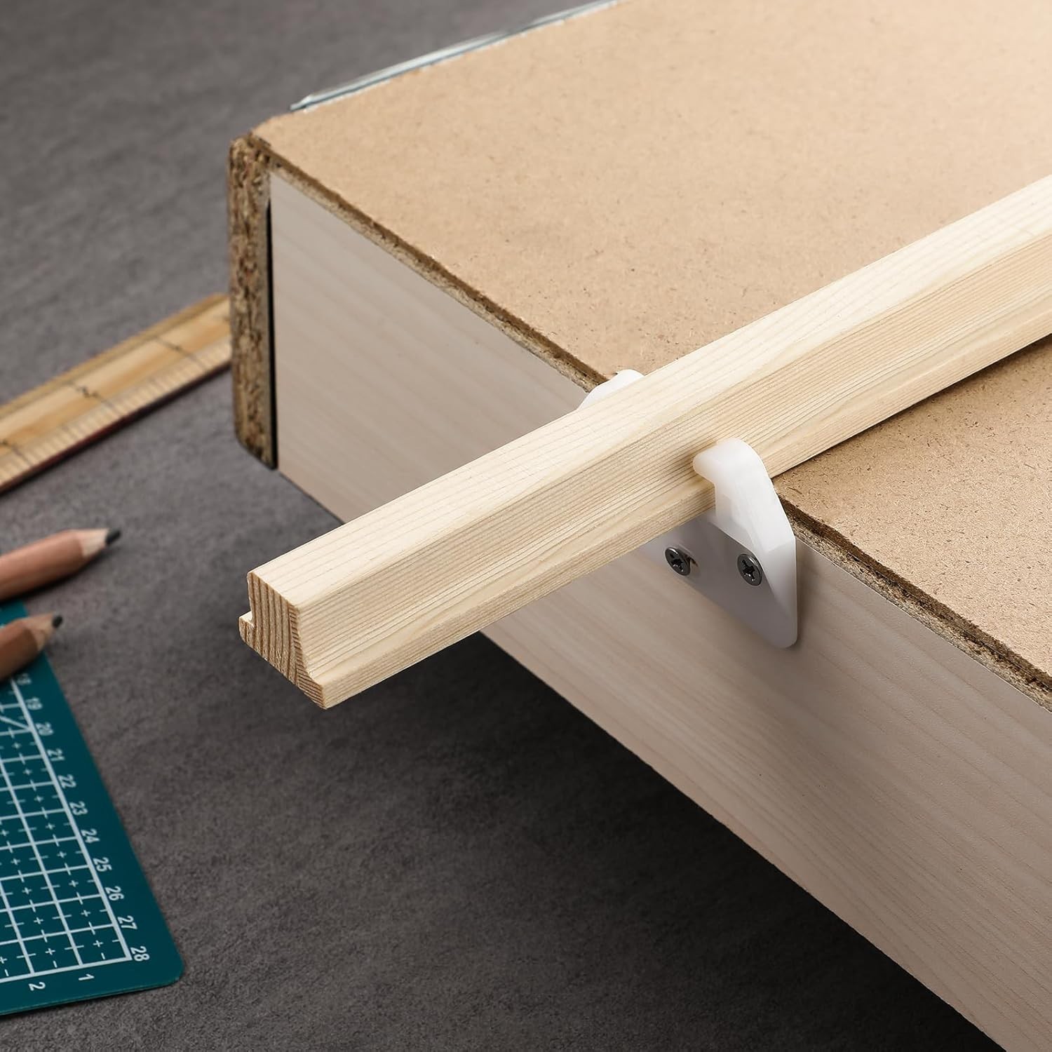 4 Pack Hardwood Center Mount Drawer Slides Wooden Drawer Track Classic T Shaped