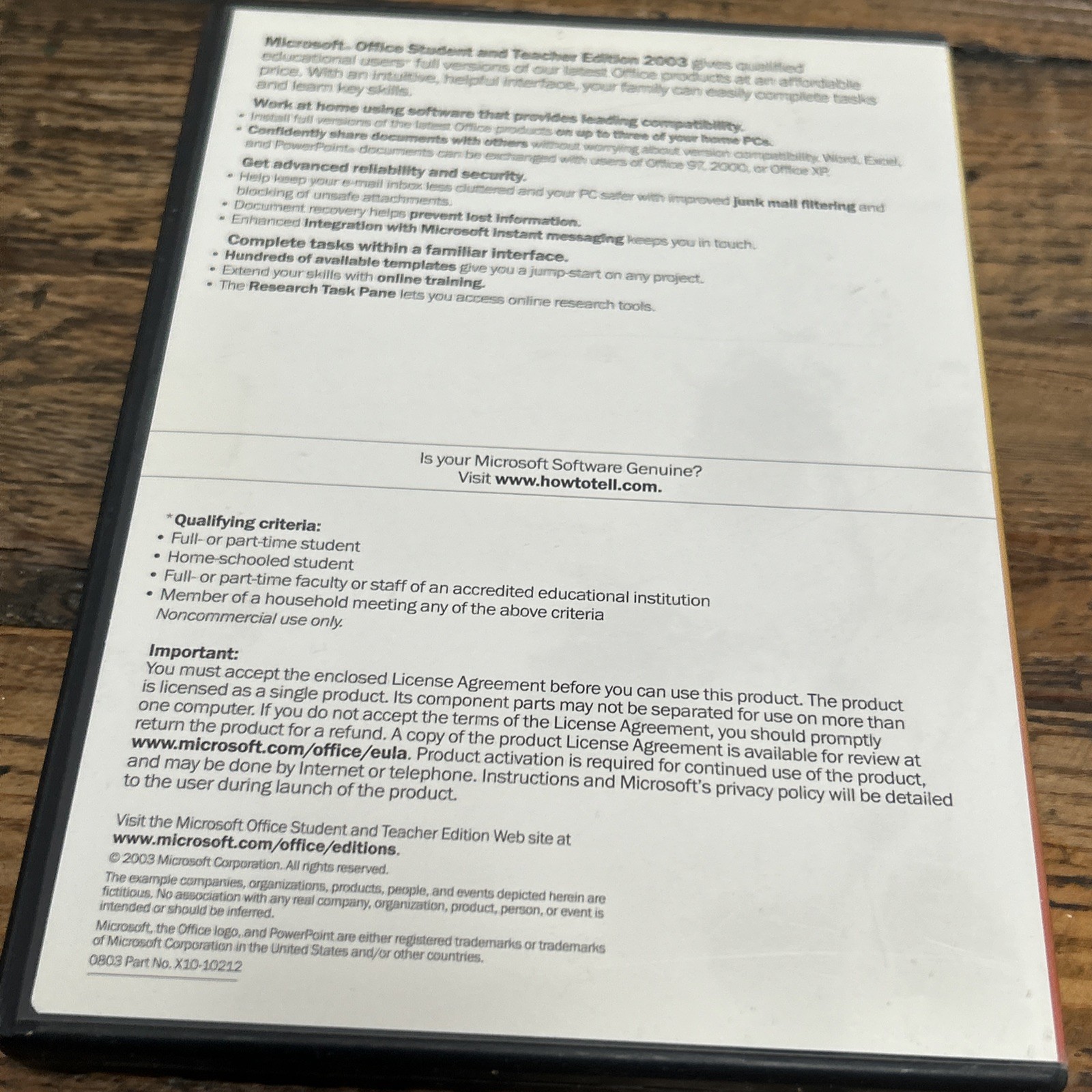 Microsoft Office 2003 Student and Teacher Edition Full Version w/ Word with Key