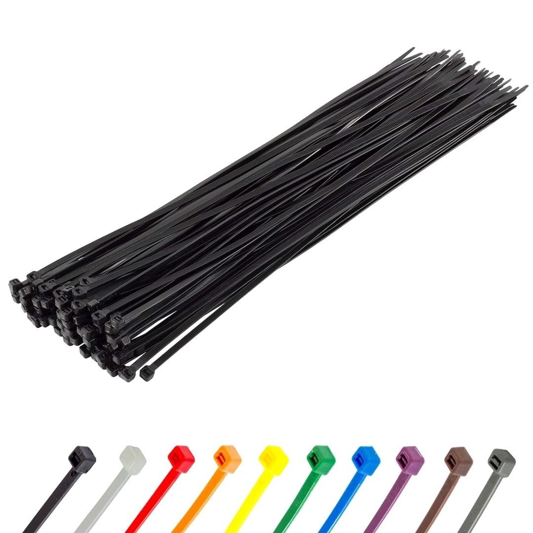 100 PCS 14 Inch Black Zip Ties 40lb Strength UV Resistant Nylon Cable Wraps