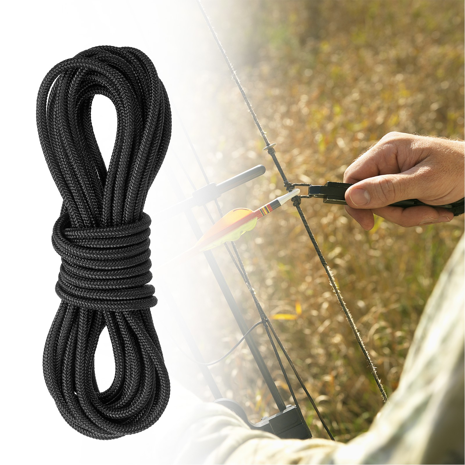 Archery D Loop Rope 10FT Bow String Release Nock Nocking Loop Black New