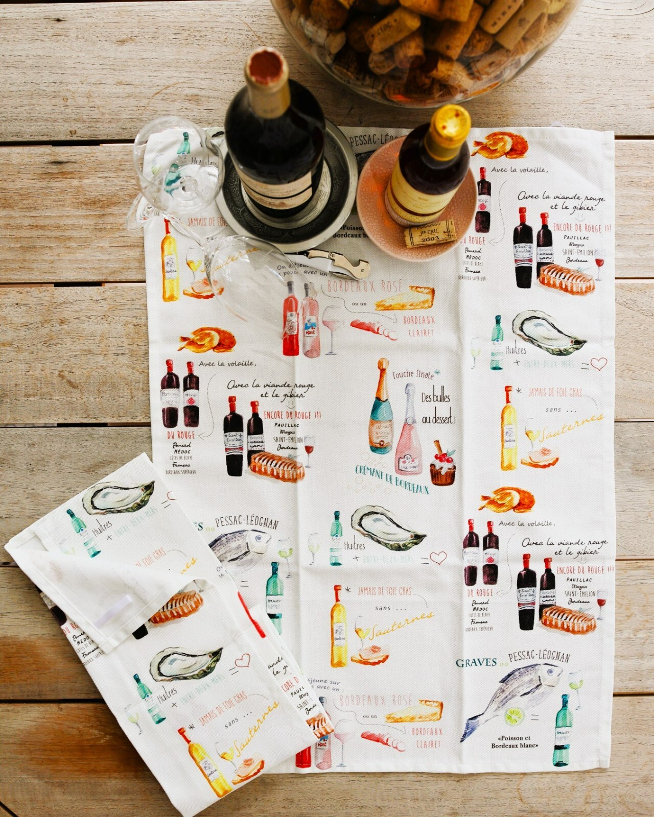 MAISON LORRAIN, "Accord Vin" (Wine Pairing) French Cotton Kitchen / Tea Towel