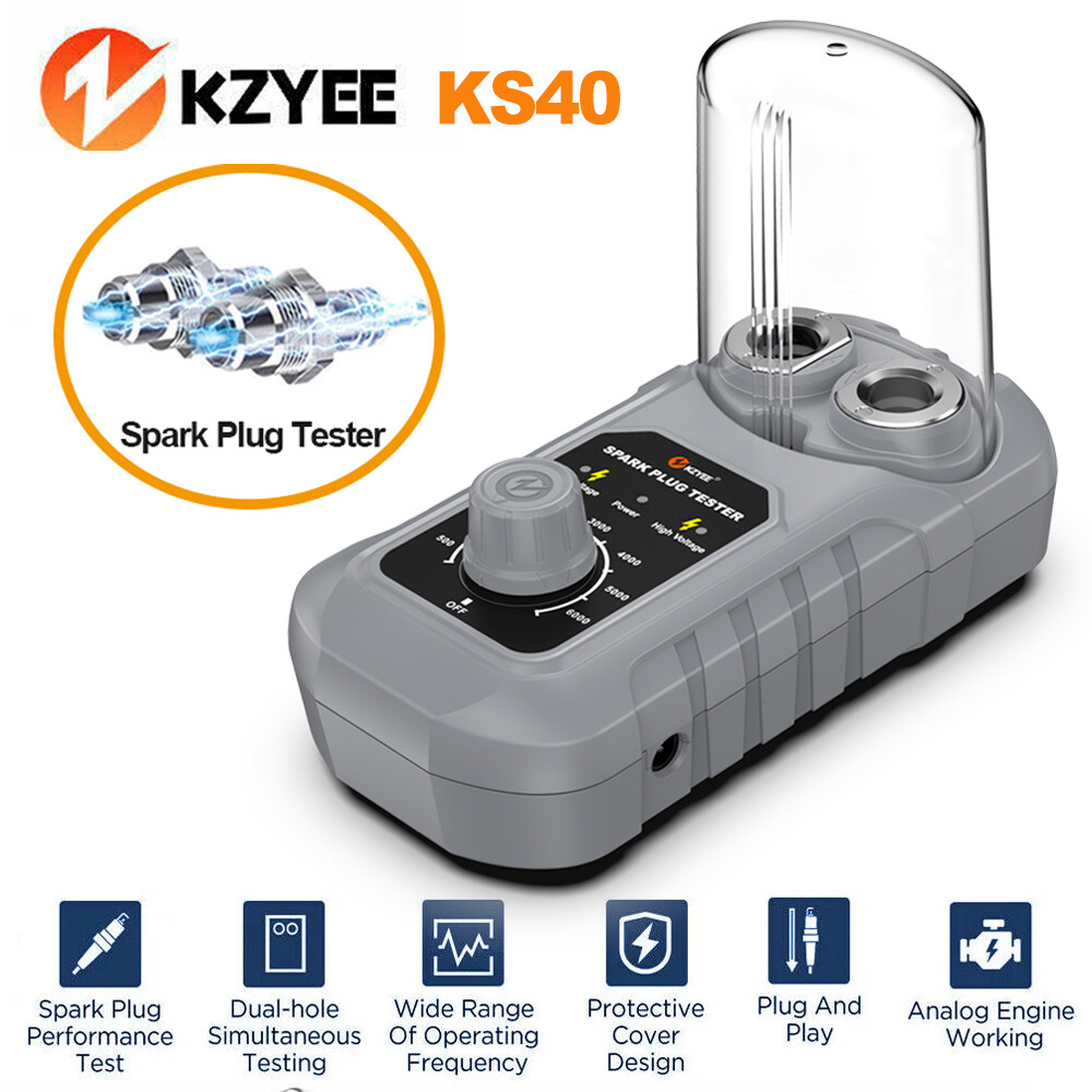 KZYEE KS40 12V Adjustable Spark Plug Test Automotive/Car/Motorcycle Double Hole Detector