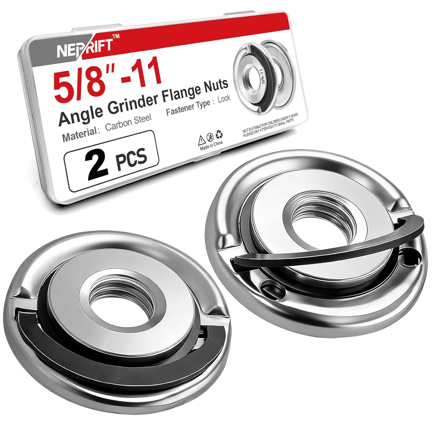 2 Pcs 5/8- Angle Grinder Flange Nuts with 5/8- Inch Thread, Quick Change Locking