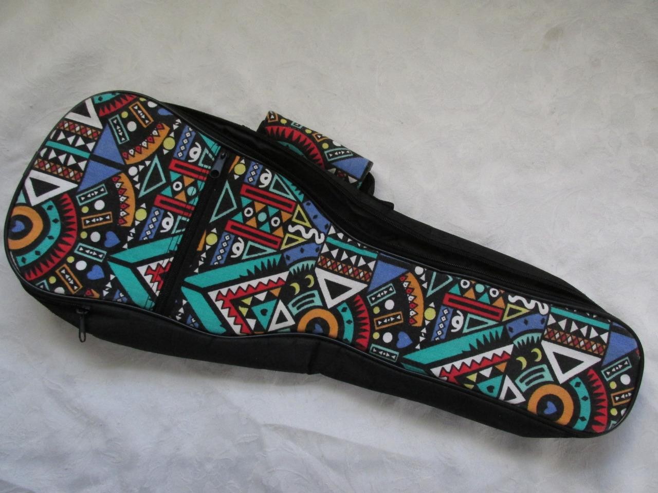Padded Graphic Design Ukelele Case - 22" -Vibrant Front/Black Back w/Straps -EXC