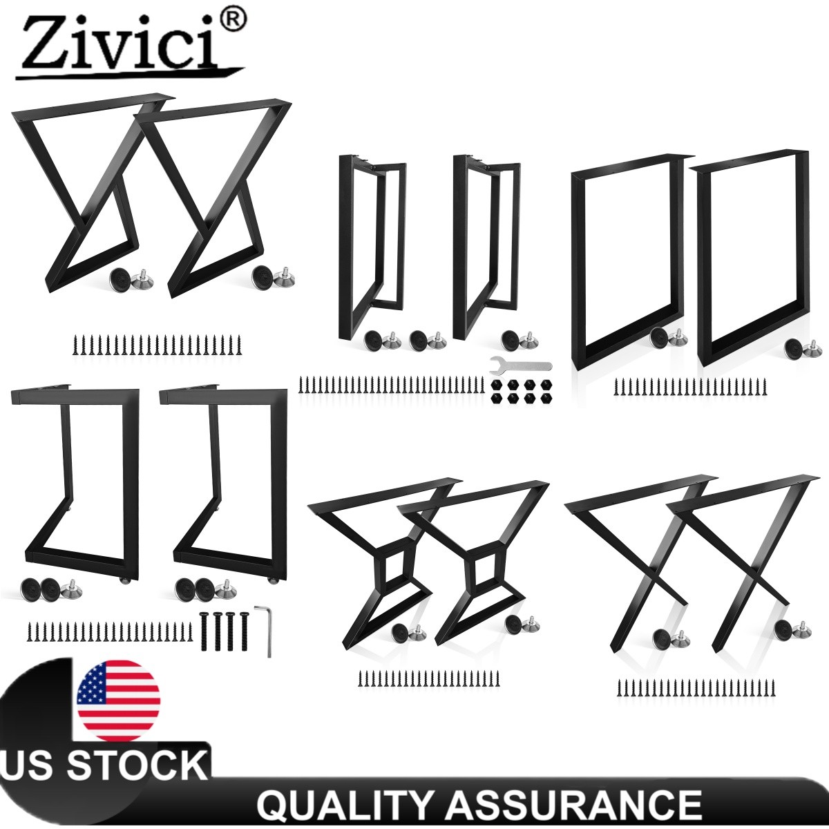 28'' 16" Metal Table Legs Iron Coffee Table Legs Heavy Duty Desk Leg Furniture