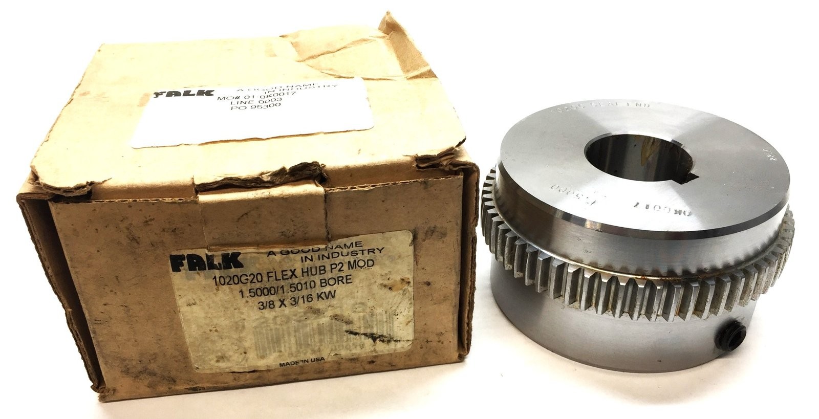 Falk 1020G20 Flex Hub P2 Mod 1.5000/1.5010 Bore 3/8"x3/16KW NOS