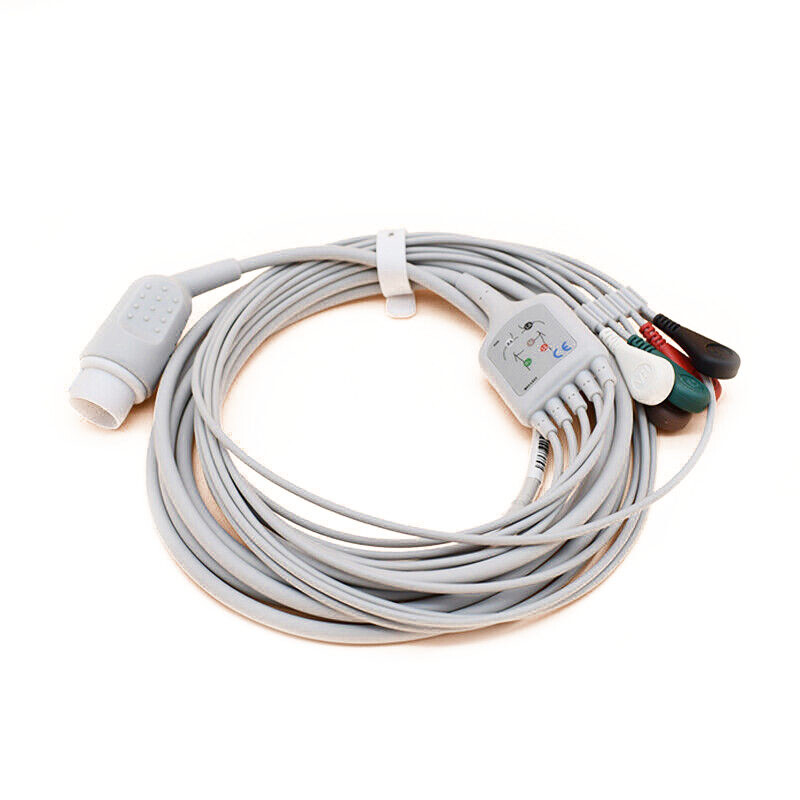 5 Leads ECG EKG Cable 8pin AHA Snap for HP Philips M1735A Machine Patient Cable