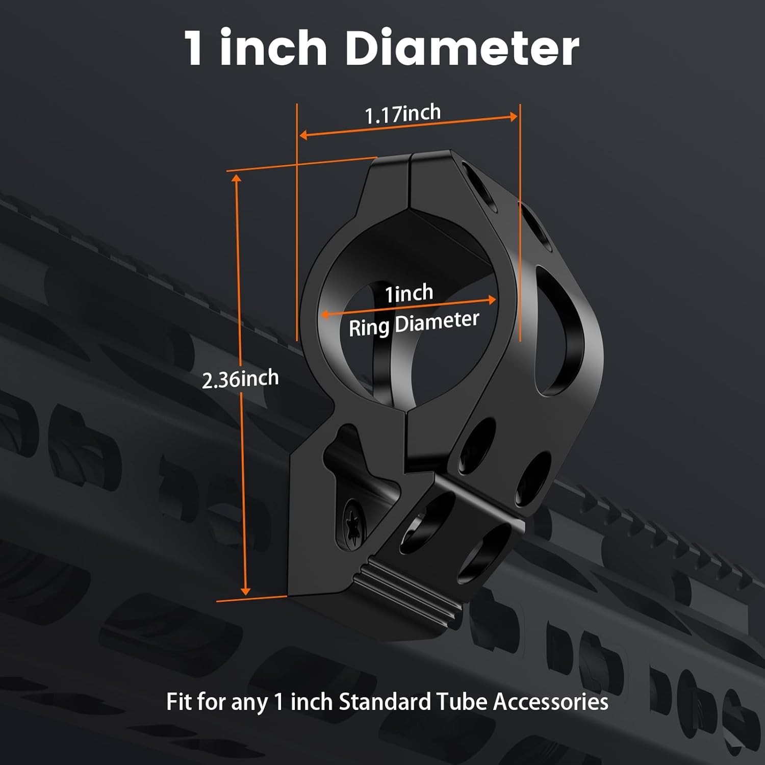 CNC Machined 1-Inch Flashlight Mount for M Lock Rails - Lightweight & Durable