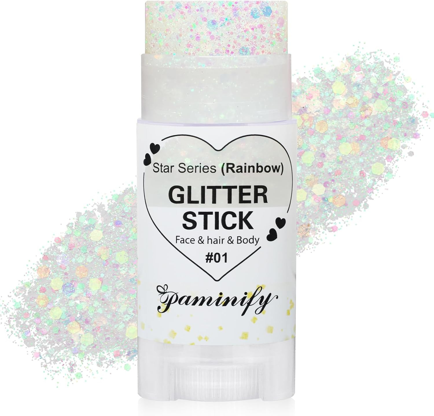 Rainbow White Hair Glitter Stick for Kids,Mermaid Fairy Costume Body Face Glitte