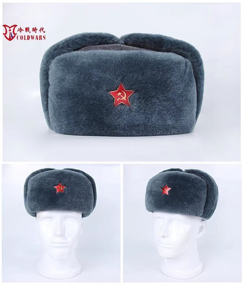 NEW Hats Russia Soviet Ushaka M69 Red Army Star Cotton Hat Grey Winter Hats
