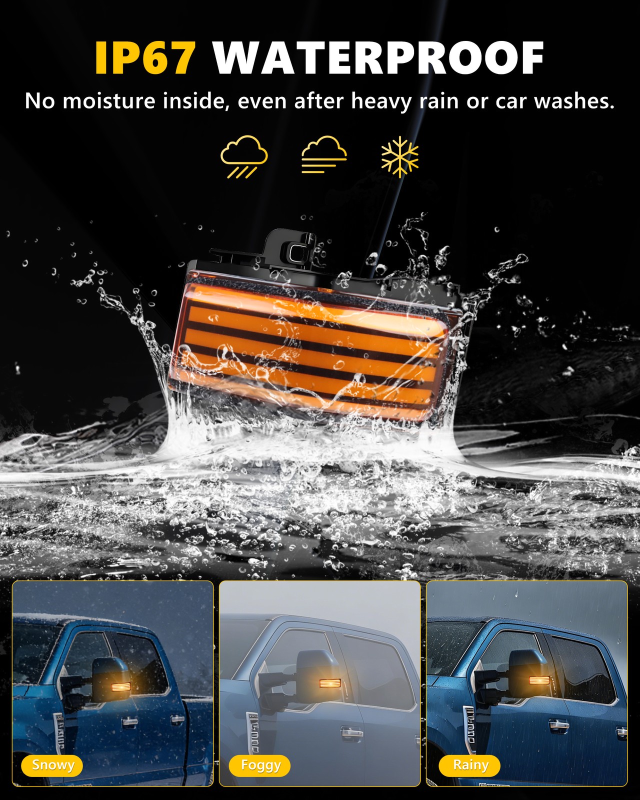Sequential LED Side Mirror Light For 2017-23 Ford Super Duty F250 F350 F450 F550