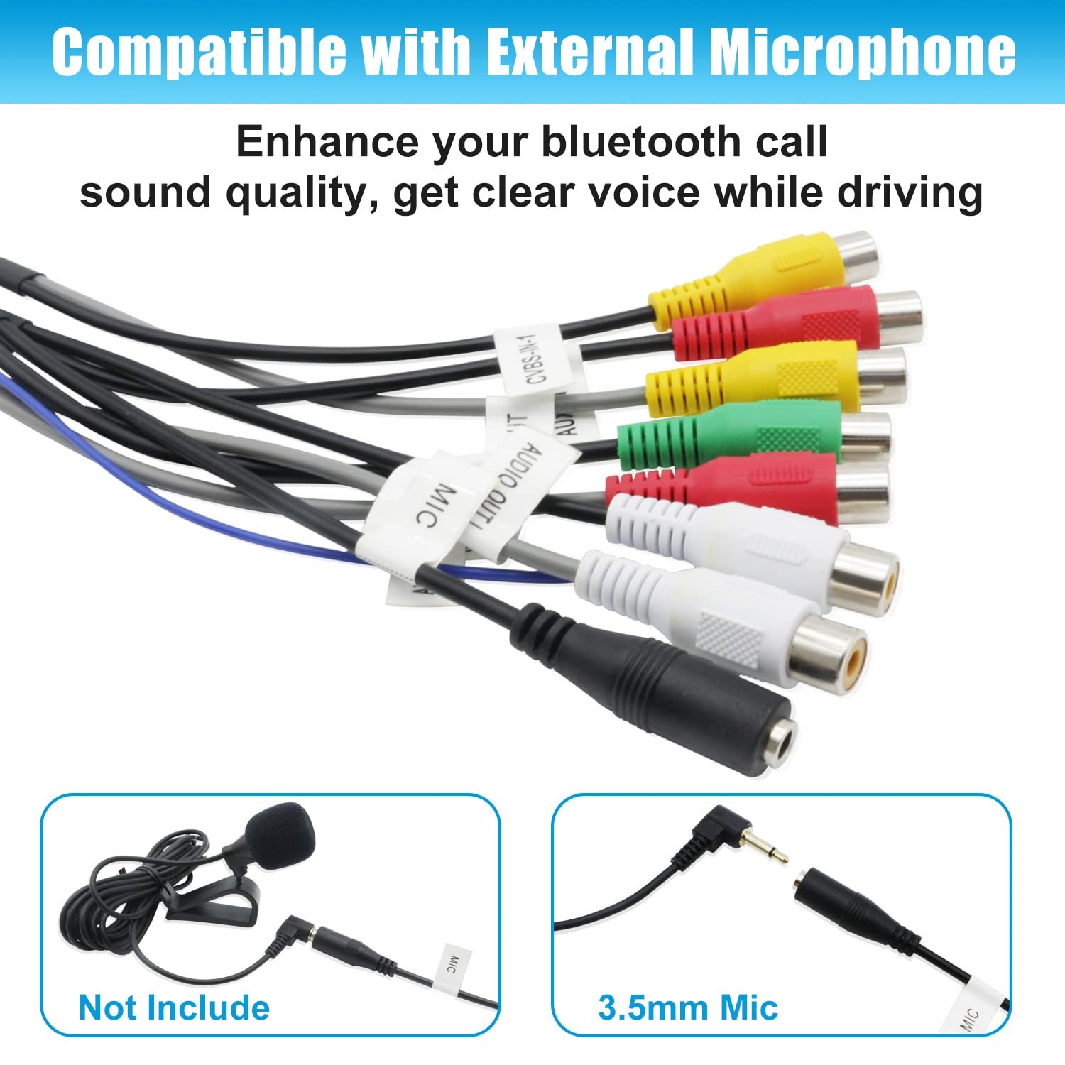 Fiegromech Android Car Stereo Radio RCA Cord Assembly 20 Pin Multicolored