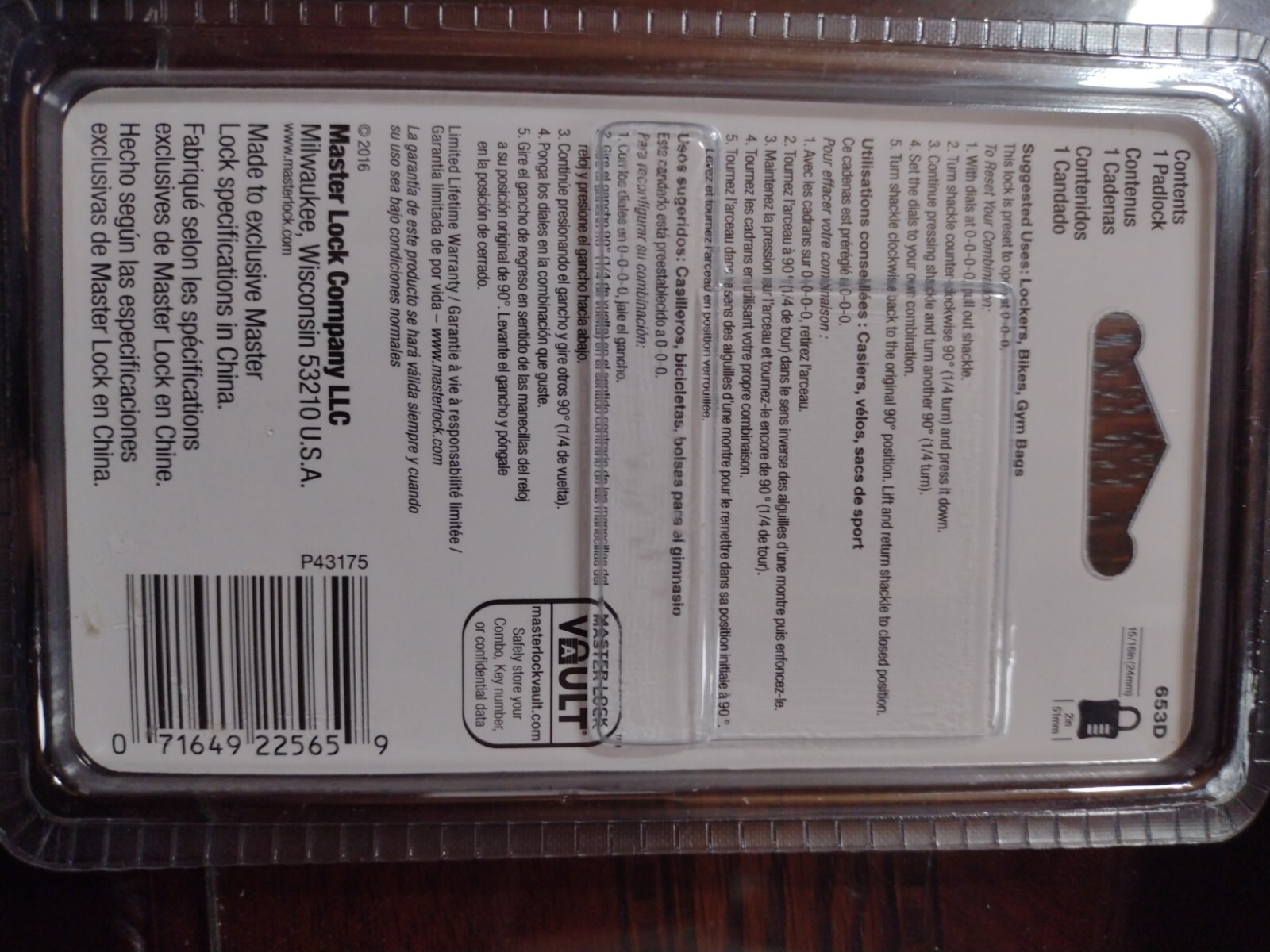 Master Lock 653D Locker Lock Set Your Own Combination Padlock, 1 Pack