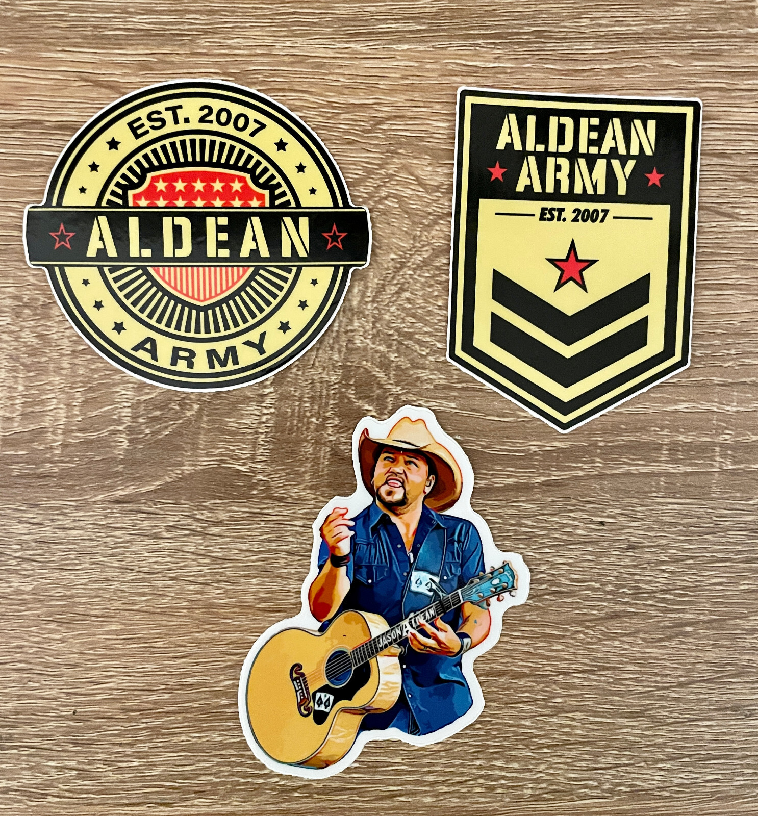 Jason Aldean Army Fan Country Music America Premium Vinyl sticker 3-pack 3 in