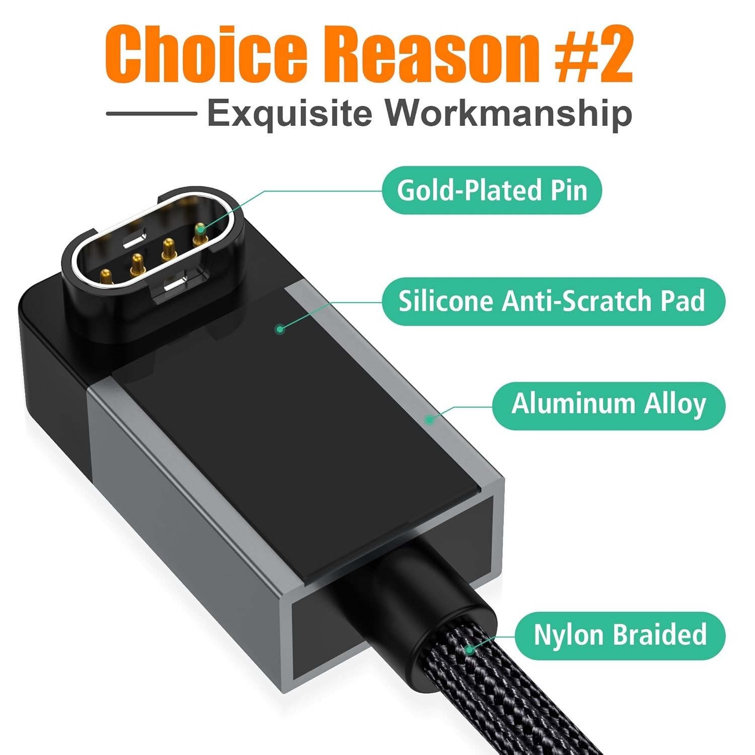 1.5ft Charger for Garmin Watch, L-Shape Zero Gap Charging Cable for Fenix, Fo...