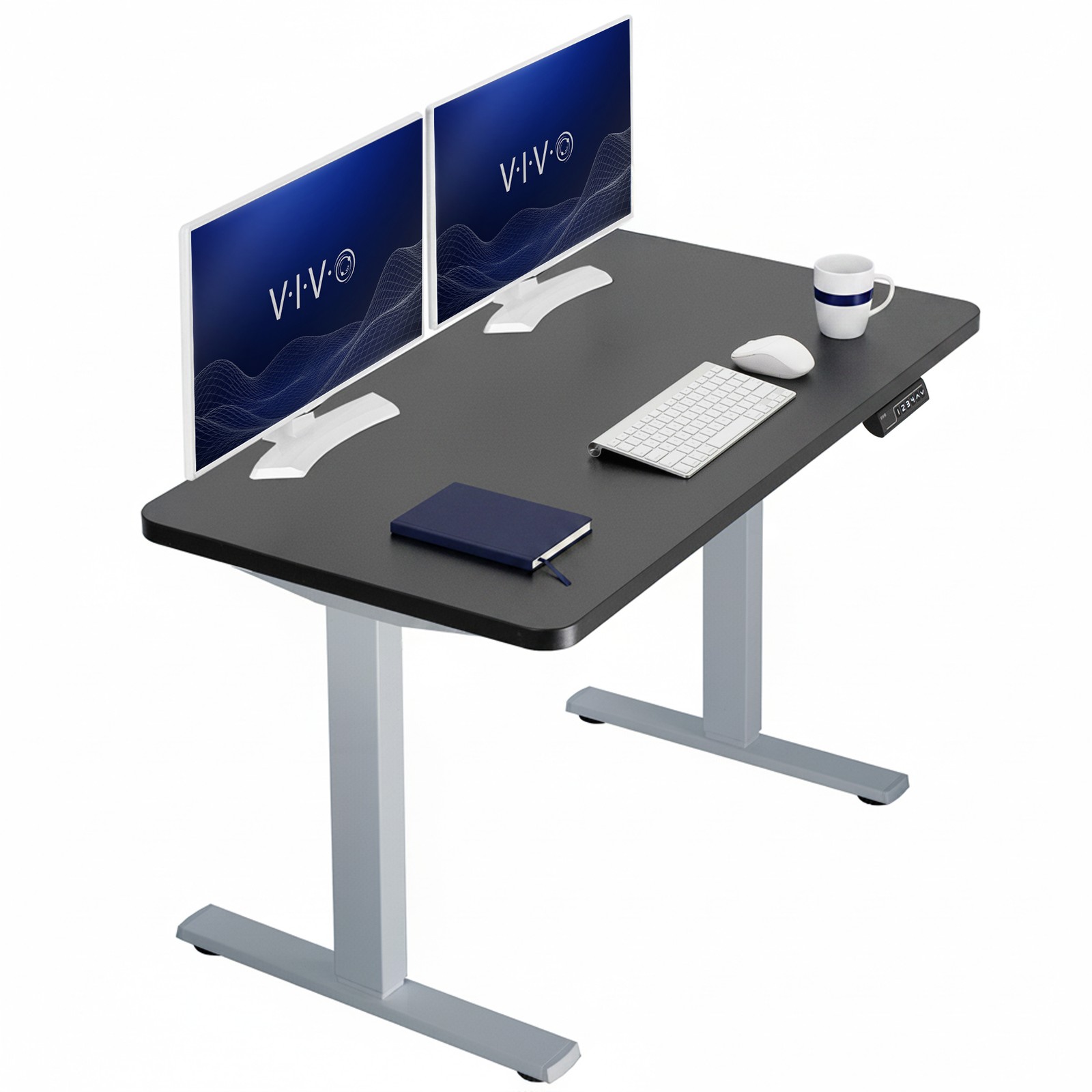 VIVO Electric 43” x 24” Stand Up Desk | Black Table Top, Gray Frame