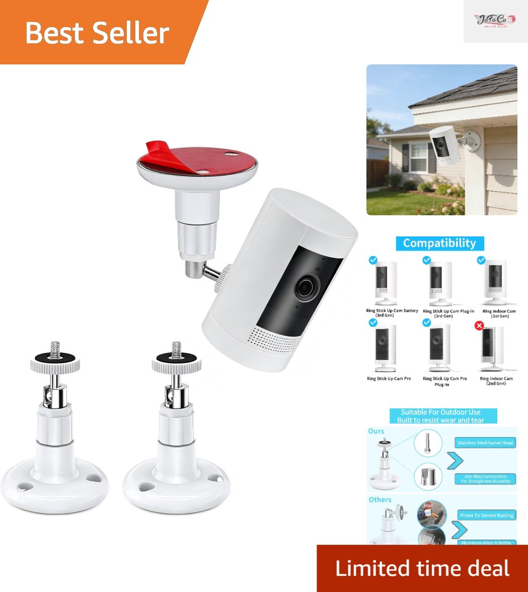 Universal Security Camera Mount Kit - 360° Adjustability for Ring & Arlo Cameras